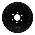 R1 03-04 Dodge Dakota RWD Rear Right Drilled & Slotted Black Brake Rotor