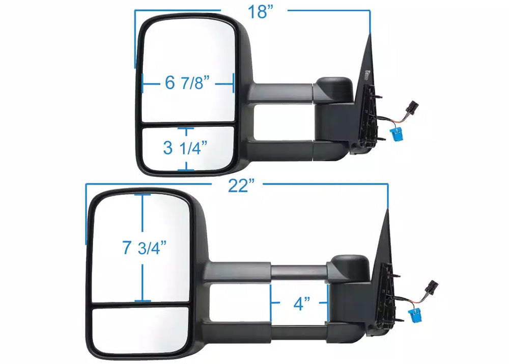 0306 SILV/SIER/AVA/SUB/TAH/YUK LH HEATED POWER FOLDAWAY OE MIRROR BLK EXTENDABLE TOWING DUAL GLAS