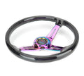 Reinforced Steering Wheel - Matsuri 350mm 2 Deep Dish Clear Acrylic Steering Wheel in Blue and NeoChrome spoke finish with slits.