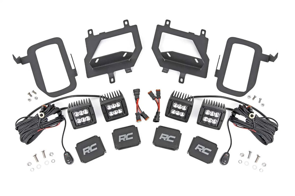 2x 70903BL 1x 70830 LED Light Fog Mount Dual 2 Black Pairs Spot Ford F-150 (15-17)