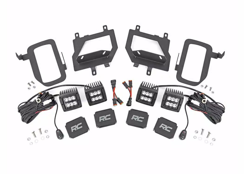 2x 70133BL 1x 70830 LED Light Fog Mount Dual 2 Black Pairs Flood Ford F-150 (15-17)