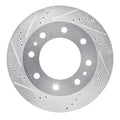 R1 01-25 Chevrolet Express 3500 Front Left Drilled & Slotted Silver Brake Rotor