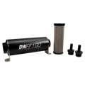 DeatschWerks Stainless Steel 3/8in 5 Micron Universal Inline Fuel Filter Housing Kit (160mm)
