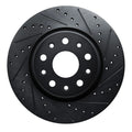 R1 18-25 Jeep Wrangler Front Right Drilled & Slotted Black Brake Rotor