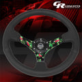 NRG Reinforced Steering Wheel (350mm/ 3in. Deep) Matte Black Spoke/Black Leather/ Yellow Center