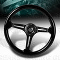 NRG Reinforced Steering Wheel (350mm / 3in. Deep) Blk Wood w/Blk Matte Spoke/Black Center Mark