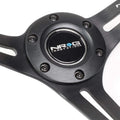NRG Reinforced Steering Wheel (350mm / 3in. Deep) Blk Wood w/Blk Matte Spoke/Black Center Mark