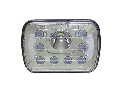 ~(3 lbs. 8X6X3)~ Jeep YJ/XJ 5x7 Inch Headlight 39 Watt High/Low Half Halo Tempest Series Quake LED