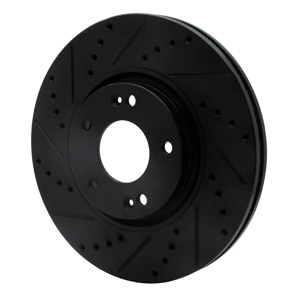 R1 04-11 Hyundai Azera Front Left Drilled & Slotted Black Brake Rotor