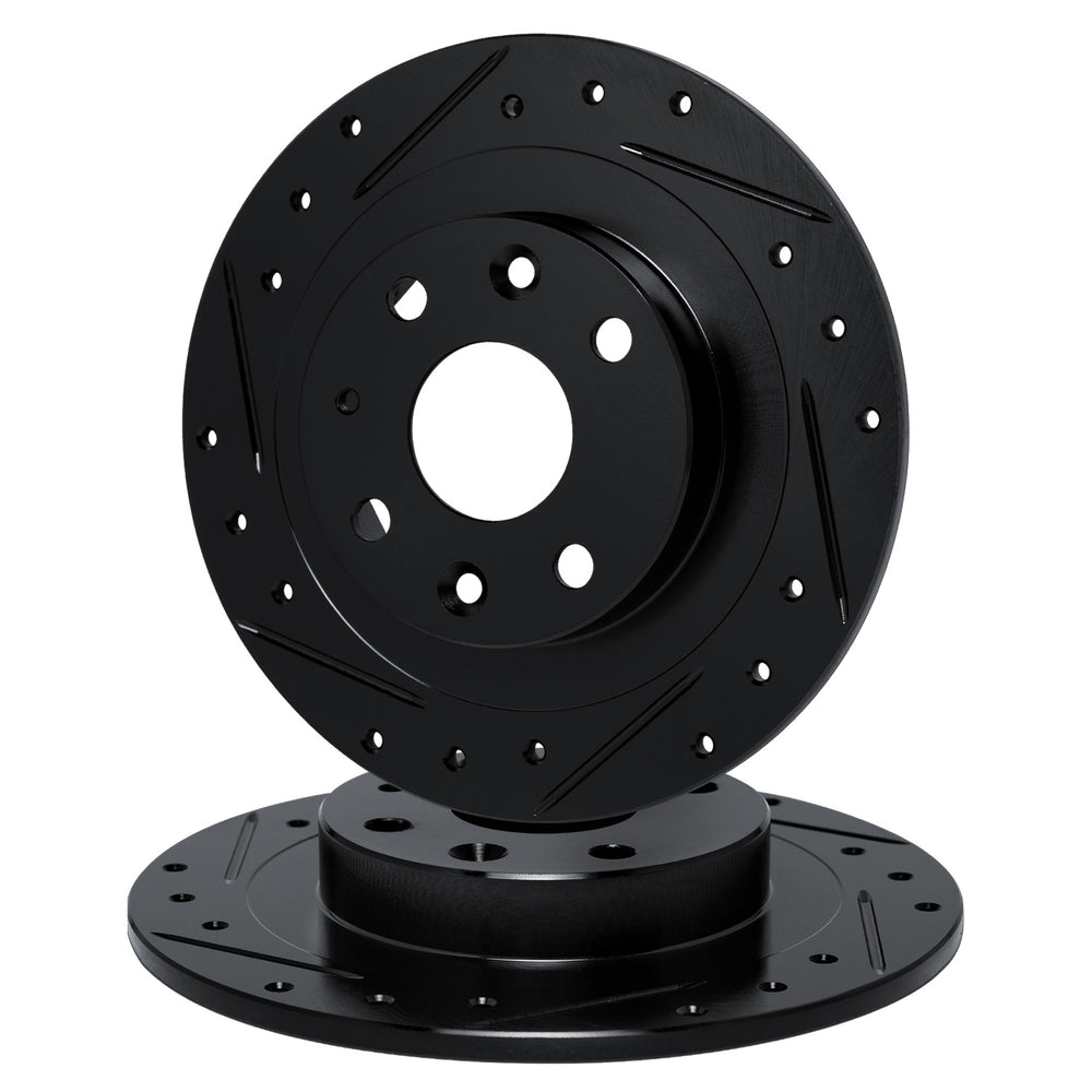 R1 Concepts 16-25 Mazda MX-5 Miata Drilled & Slotted Black Disc Brake Rotor Set - Rear