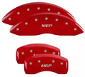 Set Of 4 Caliper Covers Engraved Front And Rear MGP Red Finish Silver Characters 2019-2020 Ford Edge MGP Caliper Covers