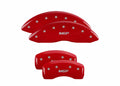 Set Of 4 Caliper Covers Engraved Front And Rear MGP Red Finish Silver Characters 2019-2020 Ford Edge MGP Caliper Covers
