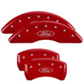SET OF 4 CALIPER COVERS ENGRAVED FRONT/REAR MGP SILVER CHARACTERS RED POWDER C