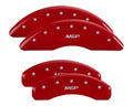 SET OF 4 CALIPER COVERS ENGRAVED FRONT/REAR MGP SILVER CHARACTERS RED POWDER C
