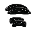 SET OF 4 CALIPER COVERS ENGRAVED FRONT/REAR MGP SILVER CHARACTERS BLACK POWDER