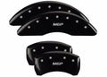 SET OF 4 CALIPER COVERS ENGRAVED FRONT/REAR MGP SILVER CHARACTERS BLACK POWDER