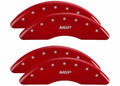 SET OF 4 CALIPER COVERS ENGRAVED FRONT/REAR MGP SILVER CHARACTERS RED POWDER C