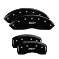 Set Of 4 Caliper Covers Engraved Front And Rear MGP Black Finish Silver Characters 2006-2011 Buick Lucerne V6 V8 only 18 Inch Wheel MGP Caliper Covers