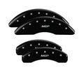 SET OF 4 CALIPER COVERS ENGRAVED FRONT/REAR MGP SILVER CHARACTERS BLACK POWDER