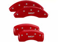 SET OF 4 CALIPER COVERS ENGRAVED FRONT/REAR MGP SILVER CHARACTERS RED POWDER C