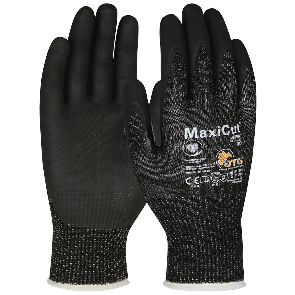 MAXICUT ULTRA GLOVES BLK ENG YARN BLK MICROFOAM NITRILE COATING A4 XL