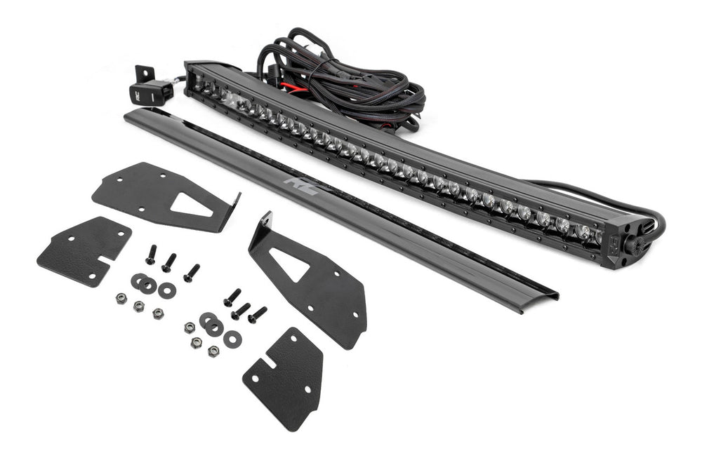 LED Light Kit Grille Mount 30 Black Single Row White DRL Ford Raptor (17-20)