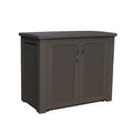 BRIDGEPORT STORAGE CABINET RATTAN DESIGN RESIN DECK BOX BLACK OAK
