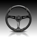 Momo Millenium Steering Wheel 350 mm - Black Leather/Black Stitch/Brshd Spokes