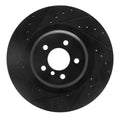 R1 10-14 BMW X5 Rear Left Drilled & Slotted Black Brake Rotor