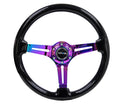 NRG Reinforced Micro Suede Racing Steering Wheel 350mm / 2.5in Deep / 4mm Matte Black Spoke