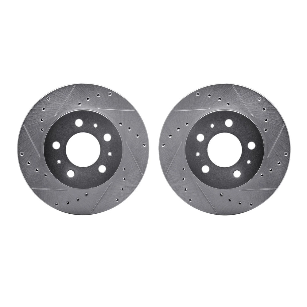 R1 95-97 Ford Crown Victoria Front Drilled & Slotted Silver Brake Rotor Set