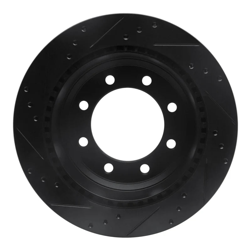 R1 08-25 Ford E-150 Rear Right Drilled & Slotted Black Brake Rotor