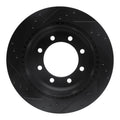 R1 08-25 Ford E-150 Rear Right Drilled & Slotted Black Brake Rotor
