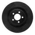 R1 05-23 Chrysler 300 Front Left Drilled & Slotted Black Brake Rotor