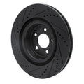 R1 05-23 Chrysler 300 Front Left Drilled & Slotted Black Brake Rotor
