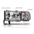 ANZO 1994-2001 Dodge Ram Crystal Headlights Chrome