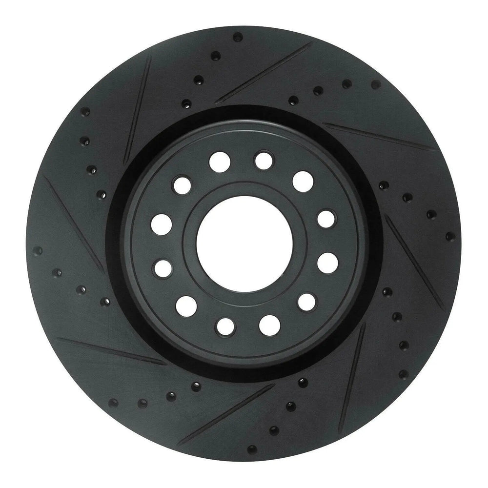 R1 19-22 Dodge Ram 1500 Pickup Front Left Slotted Black Brake Rotor