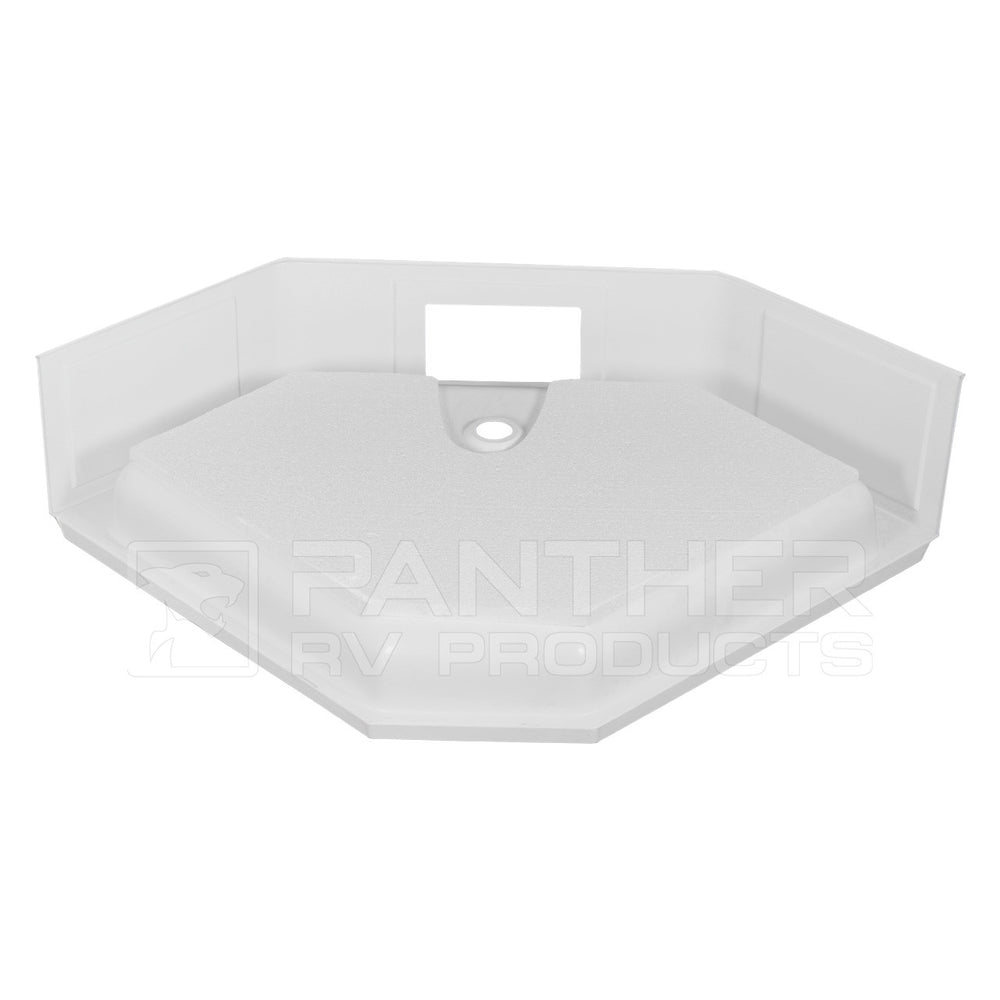 RADIUS SHOWER PAN 34 X 34 FRONT CENTER DRAIN WHITE