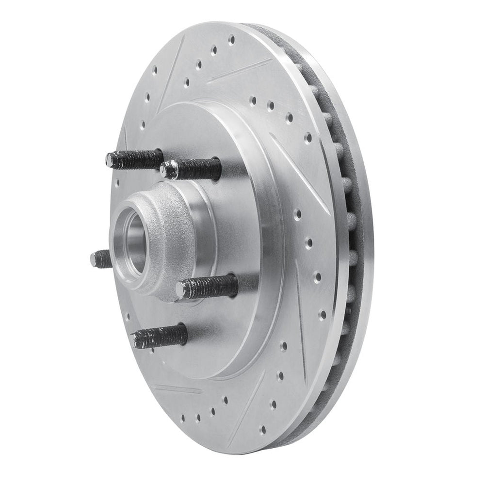 R1 99-04 Ford Expedition Front Left Drilled & Slotted Silver Brake Rotor