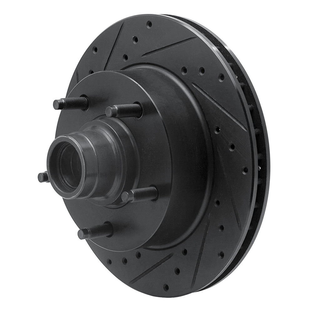 R1 94-03 Ford E-150 Econoline Front Left Drilled & Slotted Black Brake Rotor