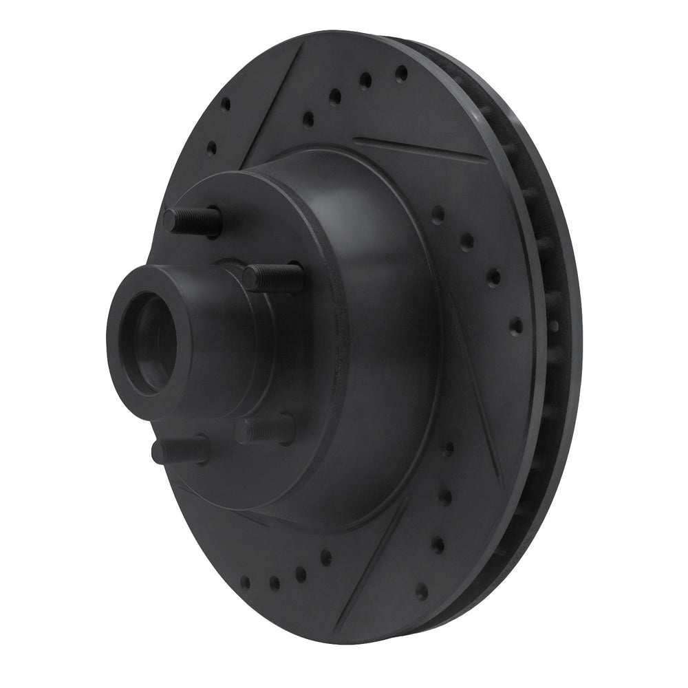 R1 71-81 Chrysler Newport Front Left Drilled & Slotted Black Brake Rotor