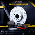 R1 Concepts Carbon Series Brake Rotors - Perf Off-Road/Tow Pads - Hdw Fits Ford Explorer