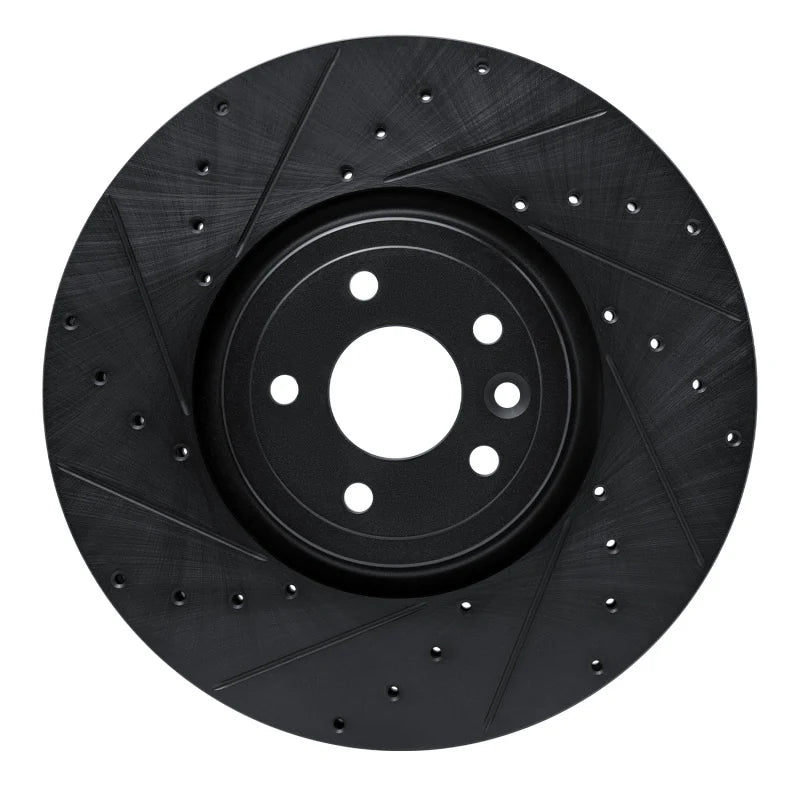 R1 16-24 Jaguar XF Front Left Drilled & Slotted Black Brake Rotor