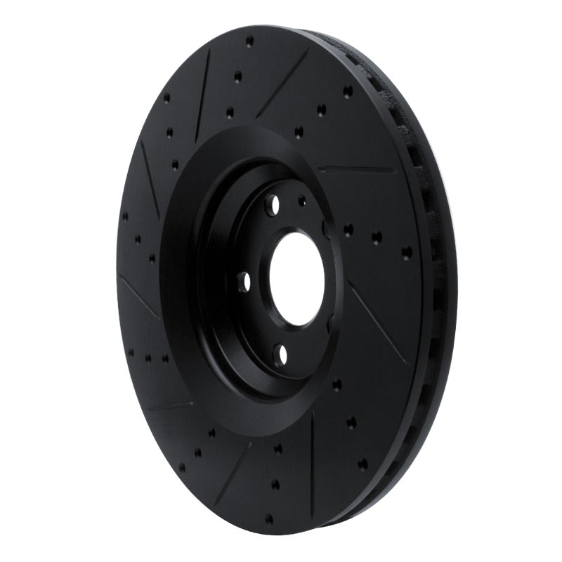R1 12-15 Audi TTS Quattro Front Right Drilled & Slotted Black Brake Rotor