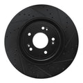 R1 18-20 Genesis G80 Front Right Drilled & Slotted Black Brake Rotor
