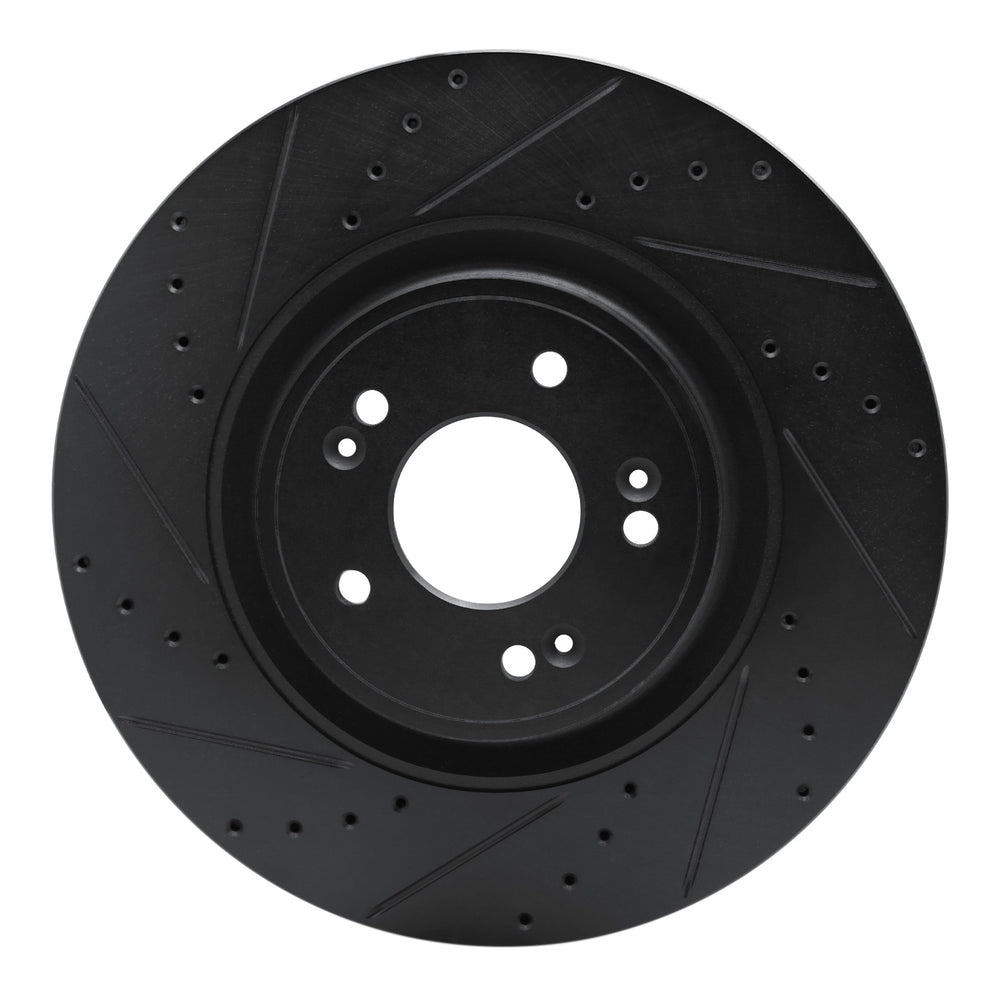 R1 18-20 Genesis G80 Front Left Drilled & Slotted Black Brake Rotor