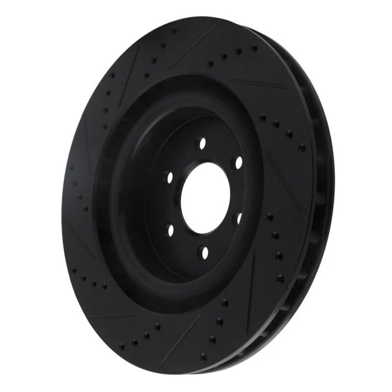 R1 03-17 Dodge Viper Rear Right Drilled & Slotted Black Brake Rotor