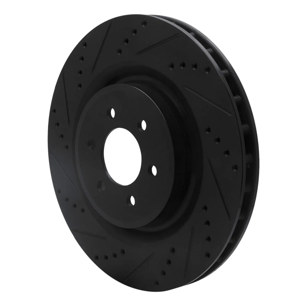 R1 03-17 Dodge Viper Rear Left Drilled & Slotted Black Brake Rotor