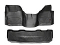 WeatherTech 08-10 Ford F250/F350/F450/F550 Front and Rear Floorliners - Over The Hump - Black