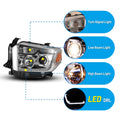 1421 CHEVY SILVERADO 1415 LED PROJECTOR HEAD LIGHTBLACK HOUSING/BLACK TRIM/CLEAR LENS)